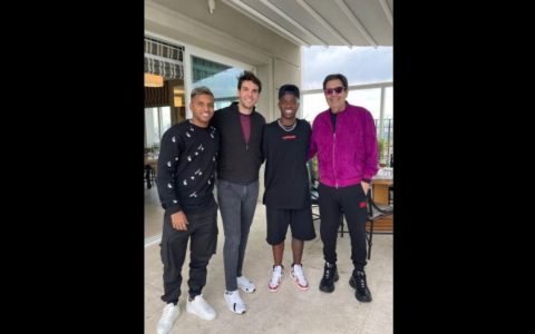 Real Madrid stars meet Faustão in Sao Paulo.  soccer