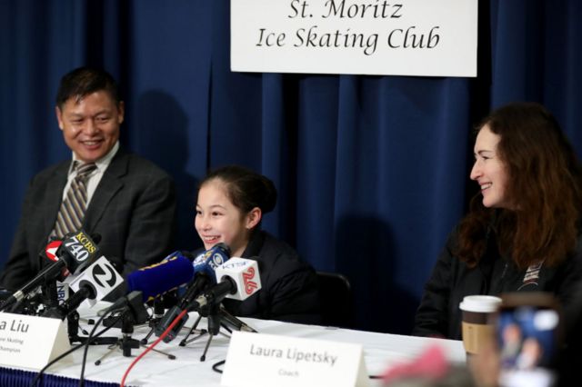 Arthur Liu and his daughter, Olympic figure skater Alyssa Liu in 2019.